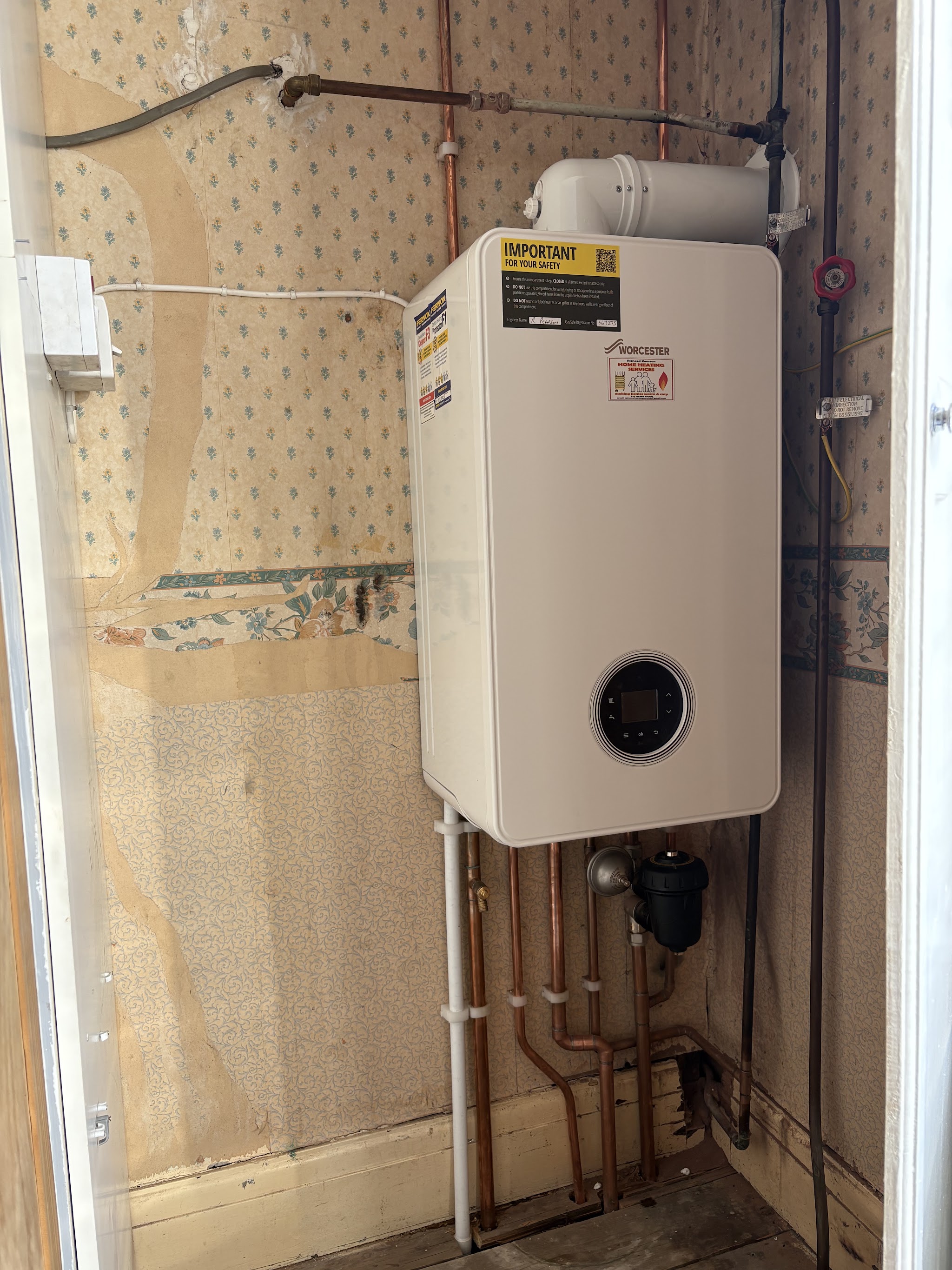 A new wall-hung boiler with neat copper pipework